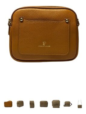 ANTONELLA FERRANTE Tan Pebble Leather Crossbody Bag/Camera Bag